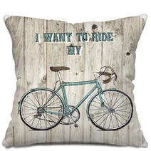 Vintage Bycicle Hand Drawn Poster Pillows 73699605