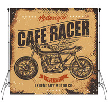 Vintage Cafe Racer Motorcycle Poster Vector Illustration T Shirt Design Backdrops 241189833