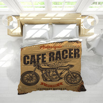 Vintage Cafe Racer Motorcycle Poster Vector Illustration T Shirt Design Bedding 241189833