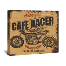 Vintage Cafe Racer Motorcycle Poster Vector Illustration T Shirt Design Wall Art 241189833