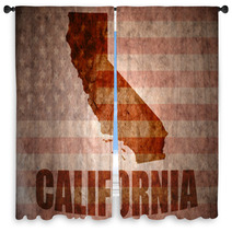 Vintage California Map Window Curtains 78023358