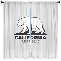 Vintage California Republic Bear With Sunbursts T Shirt Print G Window Curtains 122453255