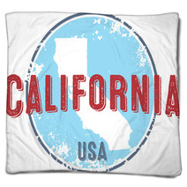 Vintage California Usa State Stamp Blankets 115096072