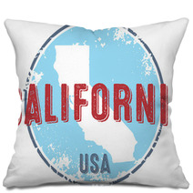Vintage California Usa State Stamp Pillows 115096072