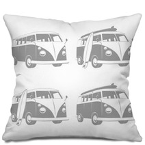 Vintage Camper Bus Van With Surfboards Pillows 52788508