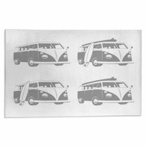 Vintage Camper Bus Van With Surfboards Rugs 52788508