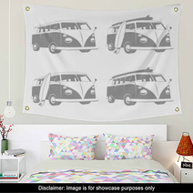 Vintage Camper Bus Van With Surfboards Wall Art 52788508
