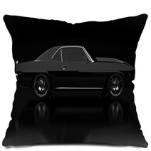 Vintage Car Black Pillows 60837674