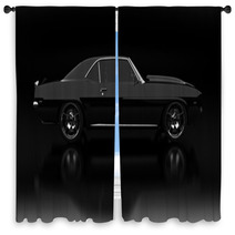 Vintage Car Black Window Curtains 60837674