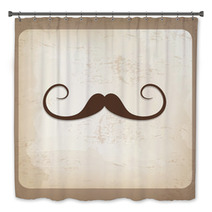 Vintage Card With Mustache, Fathers Day Bath Decor 52086348