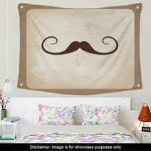 Vintage Card With Mustache, Fathers Day Wall Art 52086348