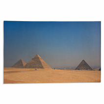 Vintage Color Images Of Giza Pyramids In Egypt three Pyramids Rugs 60777875