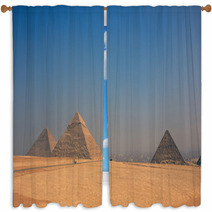 Vintage Color Images Of Giza Pyramids In Egypt three Pyramids Window Curtains 60777875