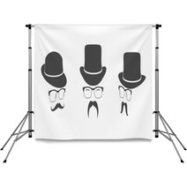 Vintage Design Elements Set (hats, Eyeglasses, Moustaches) Backdrops 68707693