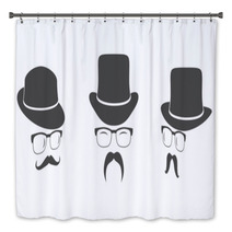Vintage Design Elements Set (hats, Eyeglasses, Moustaches) Bath Decor 68707693