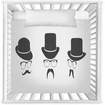 Vintage Design Elements Set (hats, Eyeglasses, Moustaches) Nursery Decor 68707693