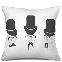 Vintage Design Elements Set (hats, Eyeglasses, Moustaches) Pillows 68707693