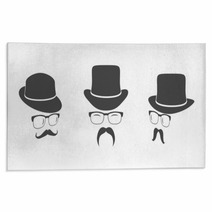 Vintage Design Elements Set (hats, Eyeglasses, Moustaches) Rugs 68707693