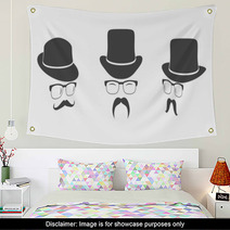 Vintage Design Elements Set (hats, Eyeglasses, Moustaches) Wall Art 68707693