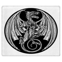 Vintage Dragon Etching Woodcut Rugs 133624723