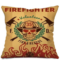 Vintage Firefighter Poster Pillows 163153206