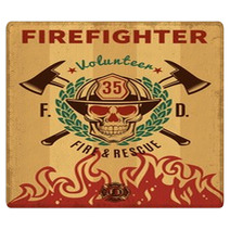 Vintage Firefighter Poster Rugs 163153206