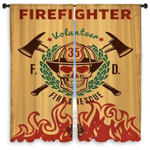 Vintage Firefighter Poster Window Curtains 163153206