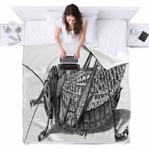 Vintage Graphic Insect Grasshopper Blankets 71702954