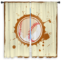 Vintage Grunge Baseball Window Curtains 51332524