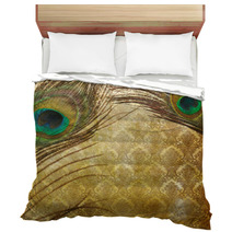 Vintage Grunge Peacock Feather Bedding 52357054