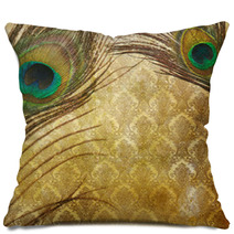Vintage Grunge Peacock Feather Pillows 52357054