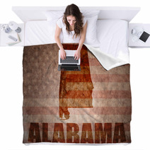 Vintage Grunge Red Alabama State Flag Blankets 78022924
