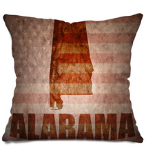 Vintage Grunge Red Alabama State Flag Pillows 78022924