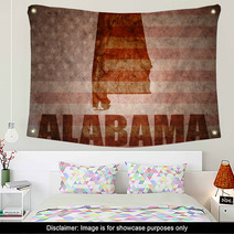 Vintage Grunge Red Alabama State Flag Wall Art 78022924