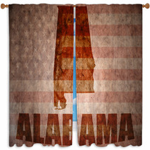 Vintage Grunge Red Alabama State Flag Window Curtains 78022924