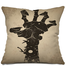 Vintage Halloween Icon Zombie Hand Pillows 68753933