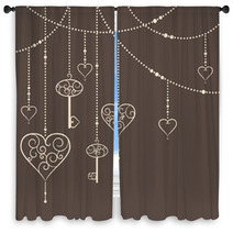 Vintage Hearts And Keys Garland Window Curtains 60485765