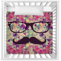 Vintage Hipster Face Geometric Pattern Nursery Decor 55225609