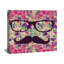 Vintage Hipster Face Geometric Pattern Wall Art 55225609