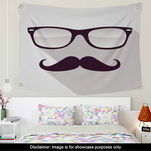Vintage Hipster Face Geometric Pattern. Wall Art 55225612