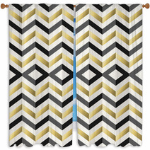 Vintage Hipster Rhombus Background In Gold Window Curtains 103204866