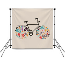Vintage Hipsters Icons Bike. Backdrops 55225569