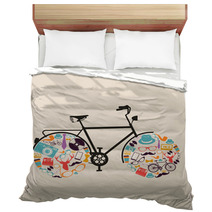 Vintage Hipsters Icons Bike. Bedding 55225569