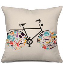 Vintage Hipsters Icons Bike. Pillows 55225569