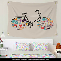 Vintage Hipsters Icons Bike. Wall Art 55225569