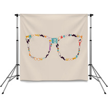 Vintage Hipsters Icons Glasses. Backdrops 55225559