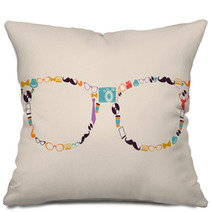 Vintage Hipsters Icons Glasses. Pillows 55225559
