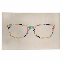 Vintage Hipsters Icons Glasses. Rugs 55225559