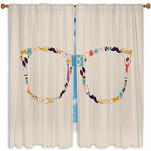 Vintage Hipsters Icons Glasses. Window Curtains 55225559