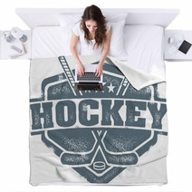 Vintage Hockey Crest Blankets 43694662